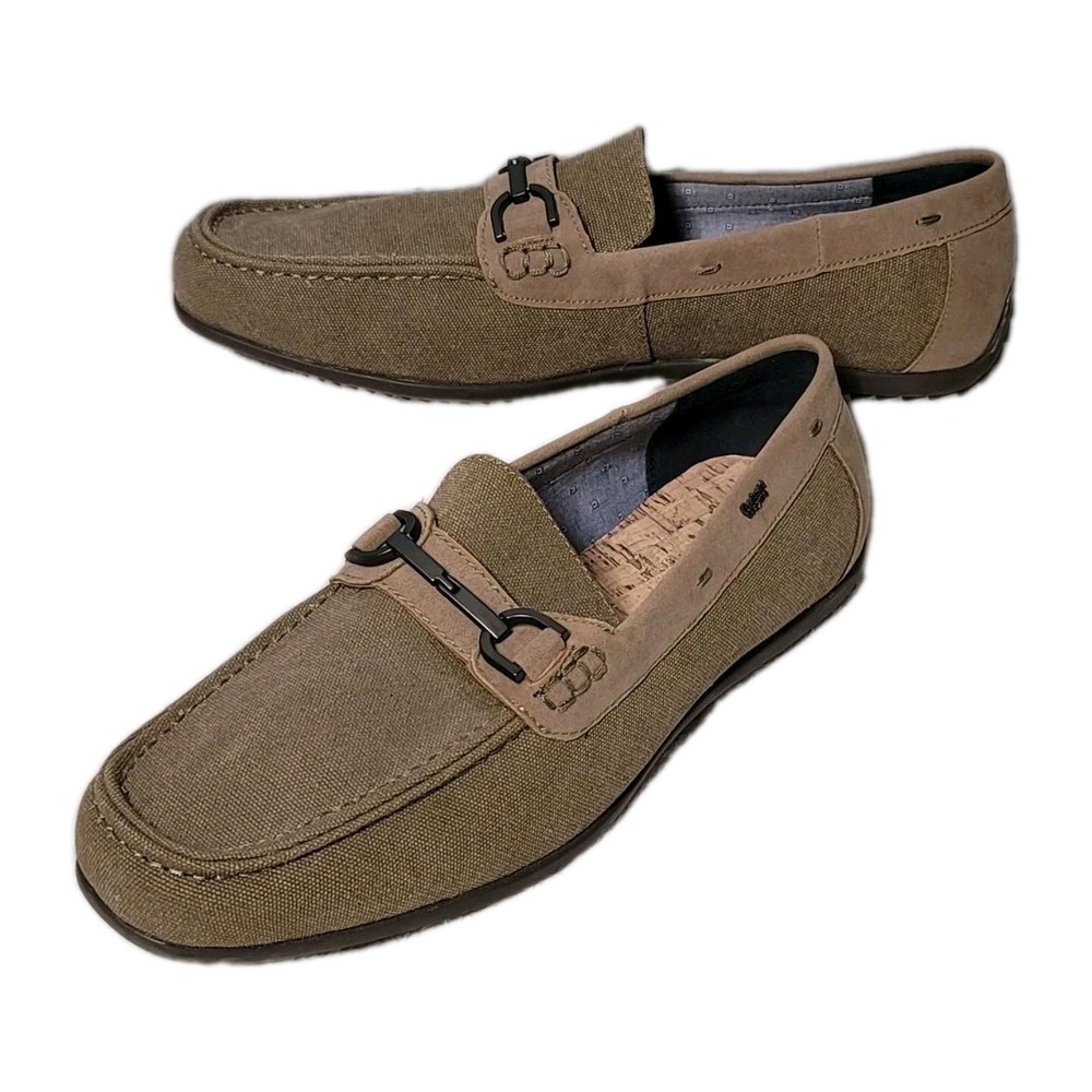 Robert Wayne Men's  Size 12 D Tan Lon Canvas Bit-Strap Slip-On Loafers‎ Shoes